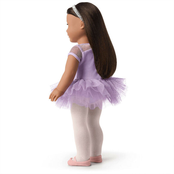 American Girl Doll SHIMMERING BALLET OUTFIT Purple Glitter Tutu Tights Leotard + - Picture 4 of 8